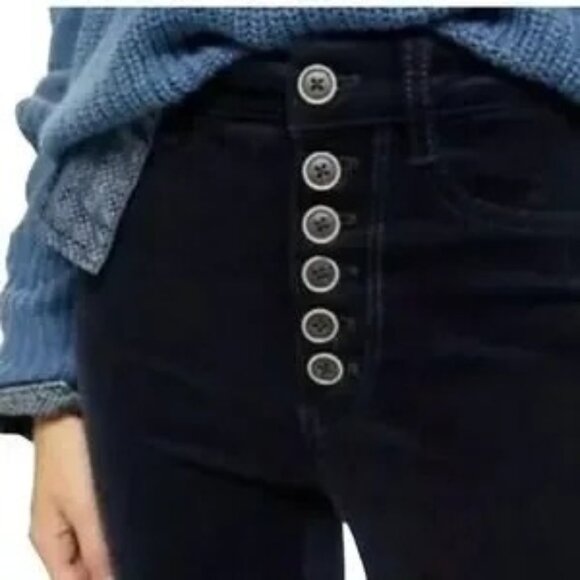 Anthropologie Pilcro Womens Navy Blue High-Rise Corduroy Velvet Pants Sz 30 2598 - Picture 4 of 14